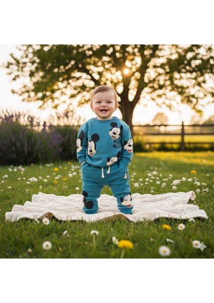 Erkek Bebek Şaşkın Gülen Fare Şardonlu Içi Polarlı Takım modelleri
