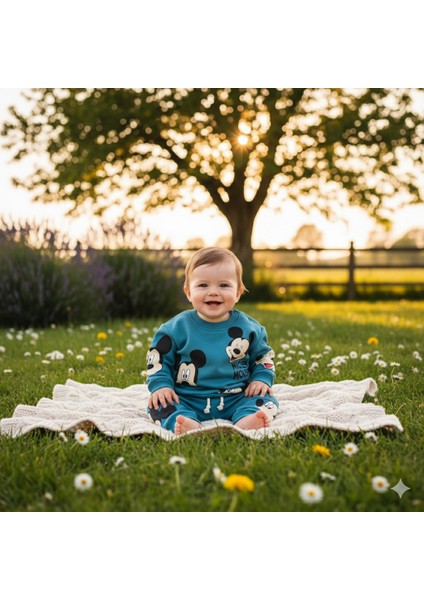 Erkek Bebek Şaşkın Gülen Fare Şardonlu Içi Polarlı Takım indirimleri