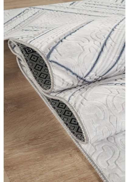 Mira Yıkanabilir Kaymaz Tabanlı Embos Kesme Rulo Halı Yolluk Salon,oturma Odası,mutfak A.GRI-7014