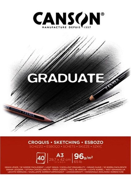 Canson Eskiz Bloğu Graduate Croquıs 40 Syf A3 96 gr