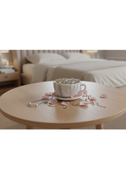 Kalp Detaylı Dekoratif Fincan Kase,sevgililer Günü Dekoratif Fincan,romantik Kalp Motifli Obje fiyatları