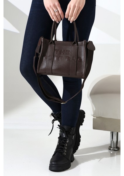 Çapraz Askılı The Tote Bag Suni Deri Acı Kahve Kadın Çantası,el,kol ve Omuz Çantası