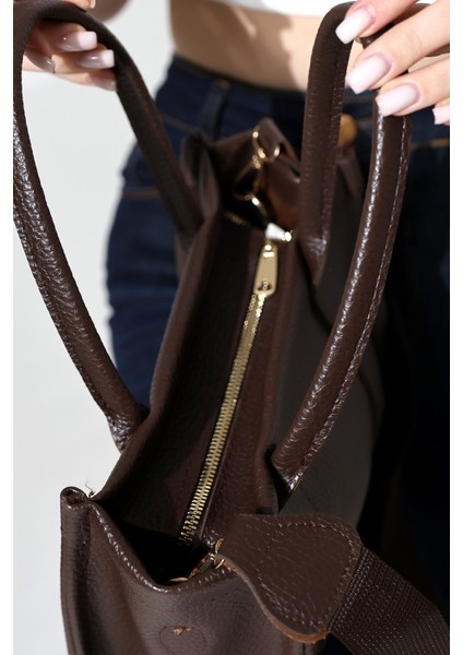 Çapraz Askılı The Tote Bag Suni Deri Acı Kahve Kadın Çantası,el,kol ve Omuz Çantası