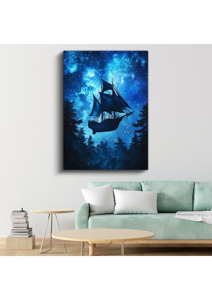 Sürreal Gemi - Yıldızlar Arasında Kanvas Tablo