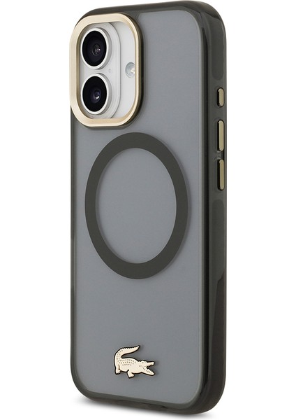 iPhone 17 Kılıf Lacoste Orjinal Lisanslı M-Safe Şarj Özellikli Gold Timsah Logolu Buzlu Kapak Siyah fiyatları