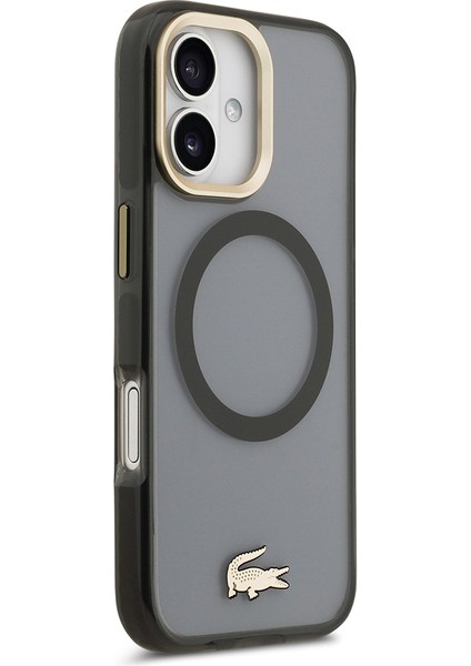 iPhone 17 Kılıf Lacoste Orjinal Lisanslı M-Safe Şarj Özellikli Gold Timsah Logolu Buzlu Kapak Siyah fırsatları