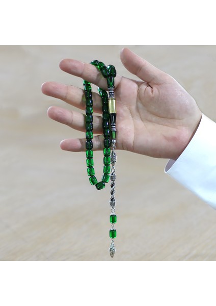 Kararmaz Metal Halat Püsküllü Kurşun Nakkaş Imameli Kapsül Kesim Yeşil Ateş Kehribar Tesbih indirimleri