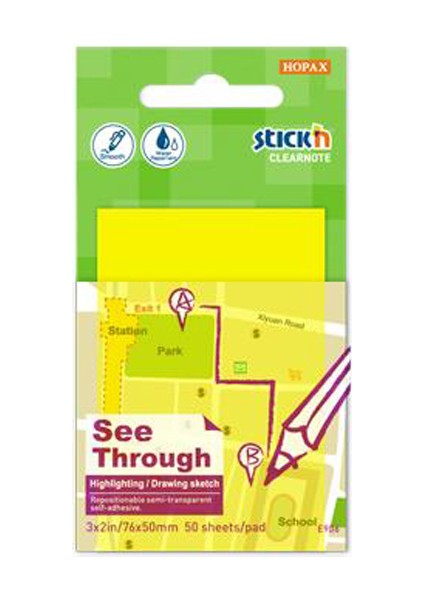 Hopax Stıckn Yapışkanlı Not Kağıdı Yarı Saydam 50 Yp 76X51 Neon Sarı 21705