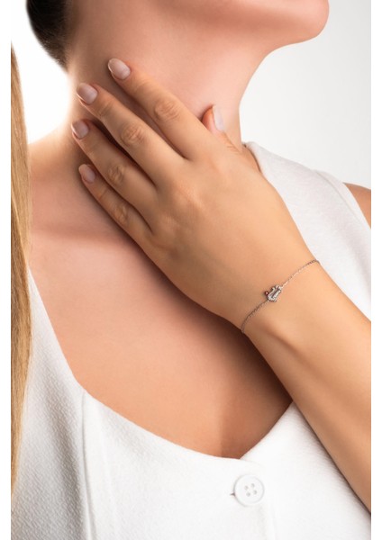 Ü Harfi 18 Ayar Beyaz Altın Kaplama 19 cm Gümüş Bileklik fırsatları