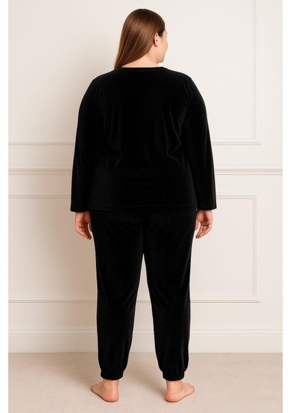 Kadın Büyük Beden 13212 Uzun Kol Pijama Takımı Siyah fiyatları