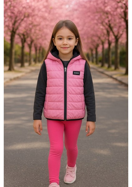 Kız Çocuk Kapüşonlu Şişme Yelek