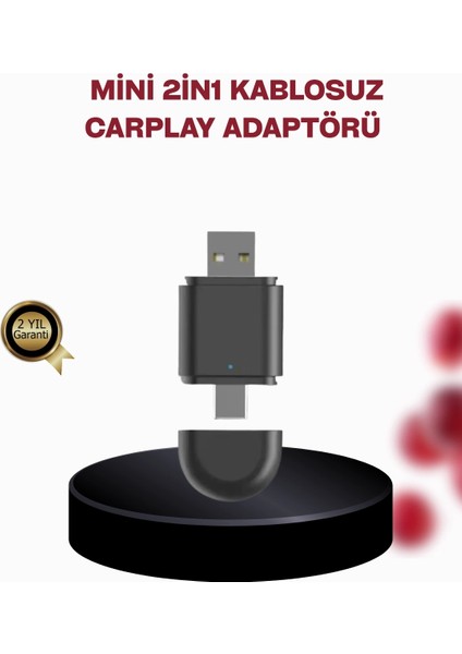 Buğz Kablosuz Carplay Adaptörü – Bluetooth 5.4 ve Wi-Fi 6 Teknolojili Tak & Çalıştır Dönüştürücü