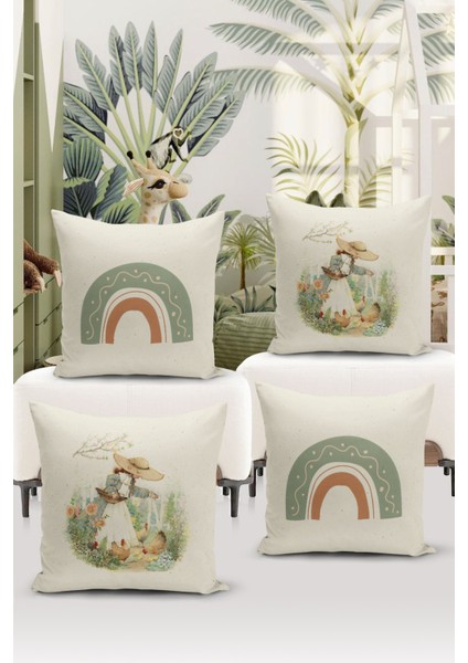 4'lü Kırlent Kılıf Seti Çocuk Bebek Odası Dijital Baskılı