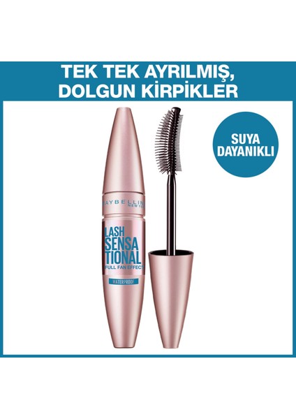 York Lash Sensational Yelpaze Etkili Suya Dayanıklı Siyah Maskara