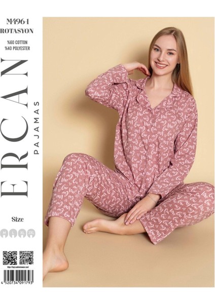 Rotasyon Kadın Uzunkollu Önü Düğmeli Pijama Takımı