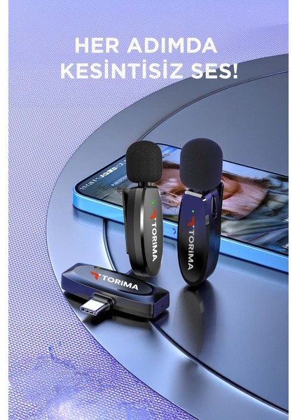 Wm-01 Siyah Type-C Uyumlu 360° Ses Algılama Özelikli Kablosuz Yaka Mikrofonu modelleri