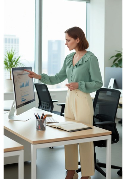 Kadın V Yaka Dantel Detaylı Balon Kol Gömlek Fonksiyonel Dayanıklı Kaliteli Konforlu Rahat fırsatları