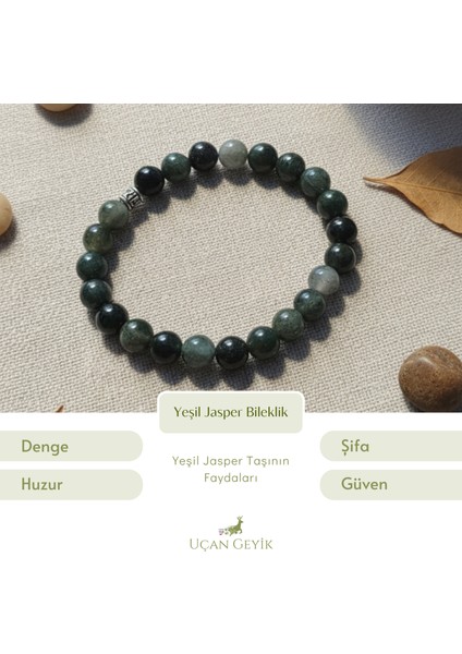 Yeşil Jasper Doğal Taş 8mm Bileklik - Şifa Enerjisi Yüksek Unisex Bileklik