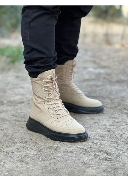 Bej Kömür Süet Uzun Bağcıklı Bot fırsatları