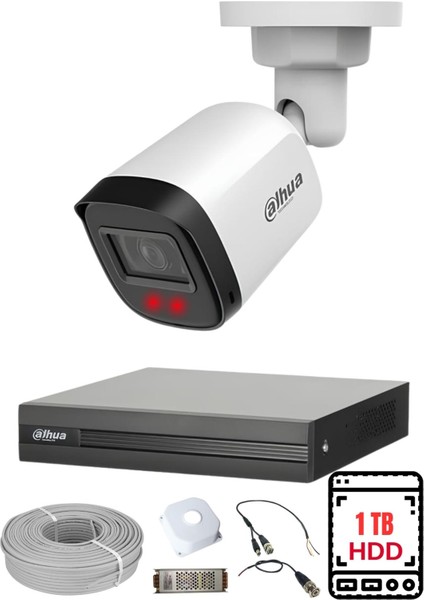 Dahua 1 Kameralı Gece Görüşlü Su Geçirmez Full Hd Güvenlik Kamerası Seti 1tb