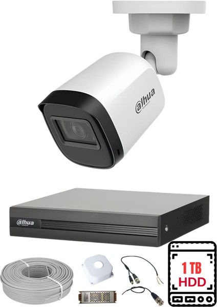 Dahua 1 Kameralı Gece Görüşlü Su Geçirmez Full Hd Güvenlik Kamerası Seti 1tb fiyatları