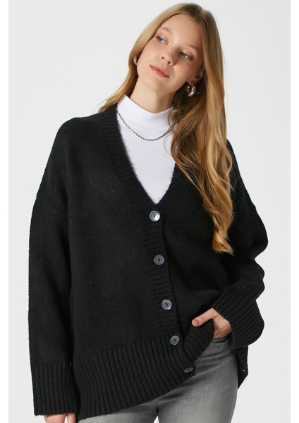 Kadın Alvin Yumuşacık V Yaka Siyah Hırka fiyatları