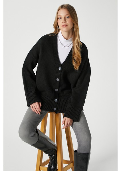 Kadın Alvin Yumuşacık V Yaka Siyah Hırka modelleri