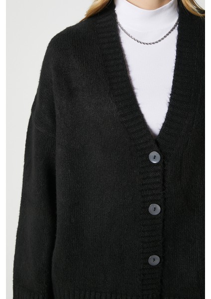 Kadın Alvin Yumuşacık V Yaka Siyah Hırka fırsatları