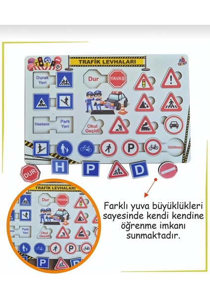 Eğitici Trafik Levhaları ve Işaretleri - Açıklamalı Ahşap Oyuncak Puzzle fiyatları