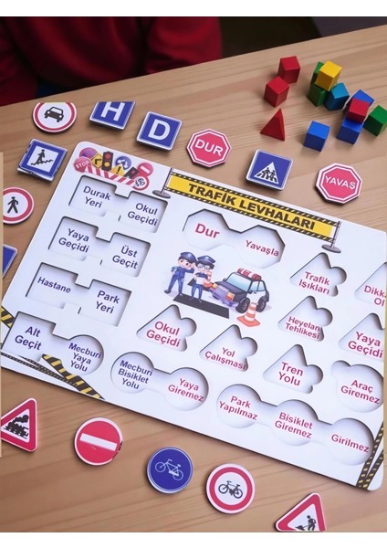 Eğitici Trafik Levhaları ve Işaretleri - Açıklamalı Ahşap Oyuncak Puzzle indirimleri