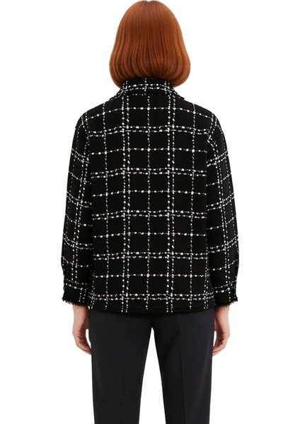 Kadın Tüvit Dokuma Ekose Desenli Çıt Kapamalı Oversize Ceket Gömlek Cepli Stil Fonksiyonel fiyatları