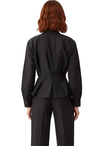 Kadın Dokuma Gömlek Bele Oturan Kesim Ofis Özel Davetler Modern Bir Görünüm Sunar Kaliteli indirimleri