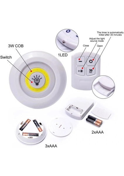 Uzaktan Kumandalı Yapışkanlı Kablosuz Pilli LED 3’lü (4887) modelleri
