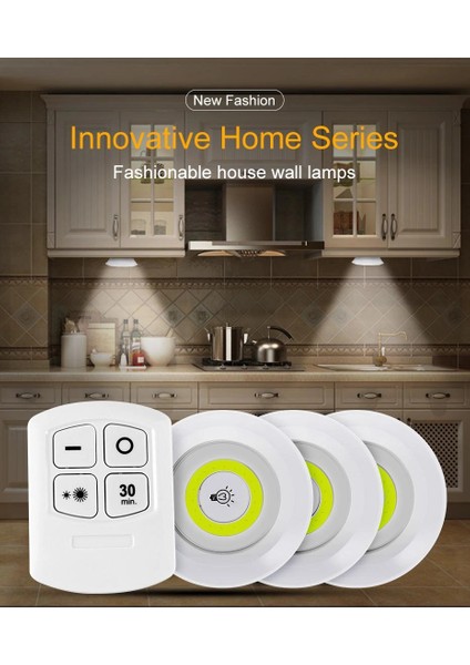 Uzaktan Kumandalı Yapışkanlı Kablosuz Pilli LED 3’lü (4887) indirimleri