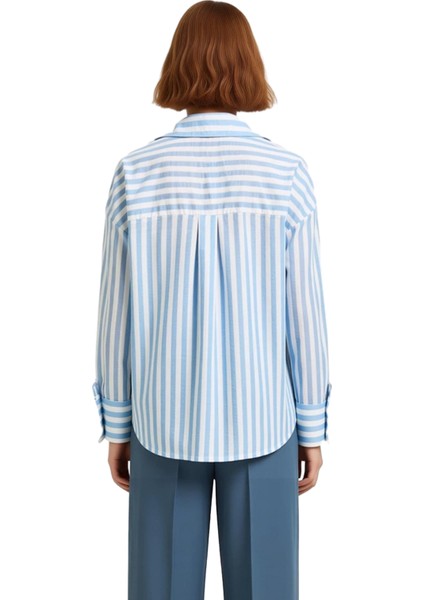 Kadın Çizgili Dokuma Gömlek Oversize Rahat Kesim Günlük Stilinize Modern Dokunuş Katın Şık fiyatları