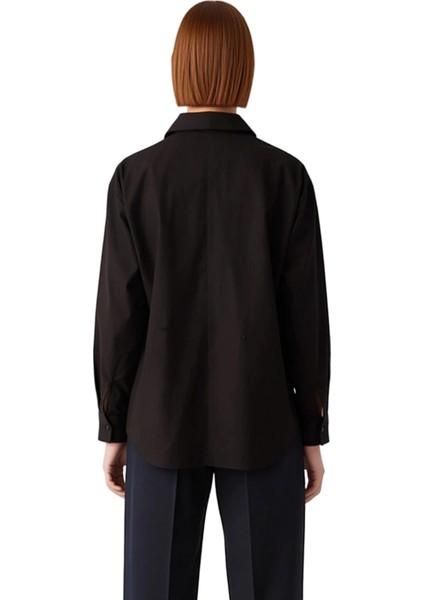 Kadın Düz Oversize Pamuklu Uzun Kollu Gömlek Arkası Düğme Detaylı Şıklık Sunar Fonksiyonel indirimleri