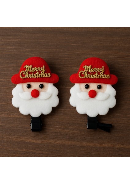 Yılbaşı Yeni Yıl Noel Baba Temalı “merry Christmas” Saç Tokası (2’li Set) - Model 1 modelleri