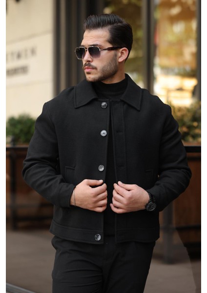 Kaşe Kumaş Düğmeli Ceket