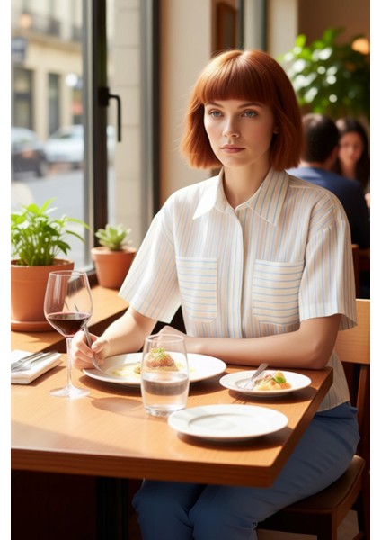 Kadın Yumuşak Dokulu Çizgili Kısa Kollu Gömlek Rahat ve Şık Görünüm Sunar Fonksiyonel Spor fiyatları