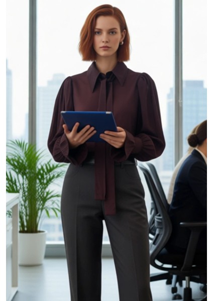 Kadın Bağlama Detaylı Hacimli Kol Kesimli Dokuma Bluz Şık ve Konforlu Bir Seçenek Her Anınıza Eşlik modelleri