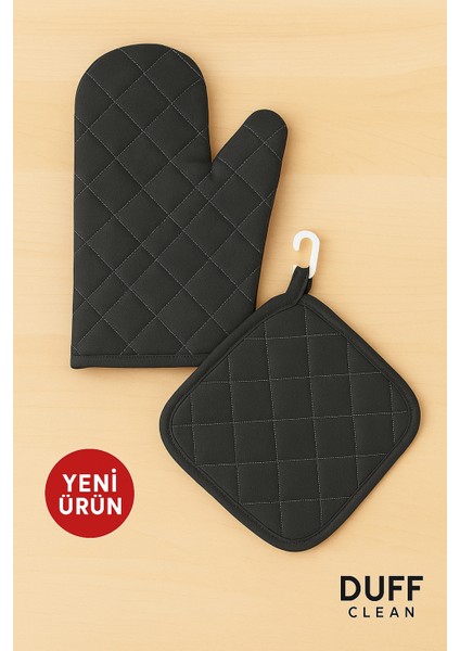 Yanmaz Fırın Eldiveni ve Fırın Tutacağı (1 Eldiven 1 Tutacak)