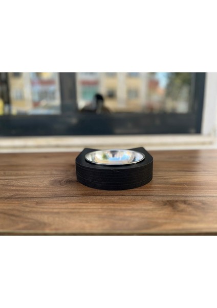 Modern Kedi Figür Tasarımlı Ahşap Evcil Hayvan Mama Kabı Tekli fiyatları