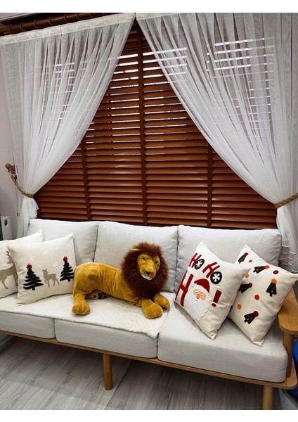 Yilbasina Özel HO HO HO ve Lambalı Dekoratif Punch Kırlent Yastık Kılıfı - 2 ADET