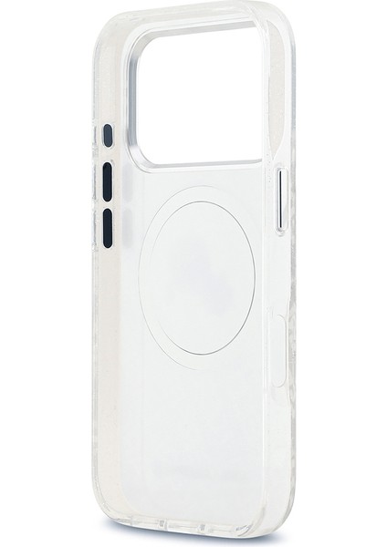 iPhone 17 Pro Kılıf Karl Lagerfeld Lisanslı Parlayan Simli Karl & Choupette Heads Kapak Gri