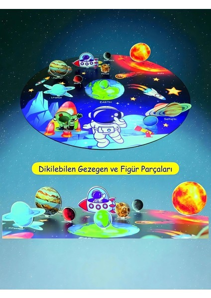 3D Uzay Yolculuğu Büyük Ahşap Puzzle - Büyük Boy 44 Parça - (Büyük Ölçü 60 x 60 Cm)