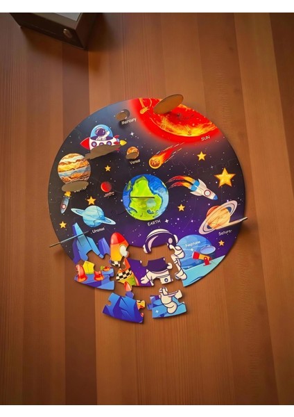 3D Uzay Yolculuğu Büyük Ahşap Puzzle - Büyük Boy 44 Parça - (Büyük Ölçü 60 x 60 Cm)