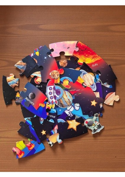 3D Uzay Yolculuğu Büyük Ahşap Puzzle - Büyük Boy 44 Parça - (Büyük Ölçü 60 x 60 Cm)