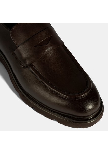 Erkek Kahve Deri Loafer