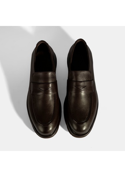 Erkek Kahve Deri Loafer
