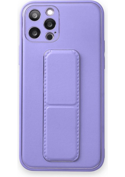 iPhone 12 Pro Kılıf Coco Deri Standlı Kapak - Koyu LILA-(5796) - N766J871-M55766
